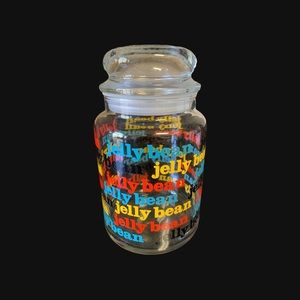 Vintage Colorful Jelly Bean Glass Jar Storage Container Canister EASTER 6.75”